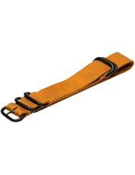 Premium PVD 20mm 5-ring Thick Leather Suede Camel Urban Military Nato Watch Strap - Fits All Watches!!!