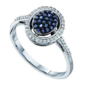 Cheap 1/4 Carat Blue & White Diamond 10k White Gold Right Hand/Promise Ring Reviews