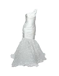 Satin Fitted Applique Mermaid One Shoulder  Dress with a Brush/Sweep Train 