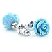 Handcrafted Resin Color Simulated Coral Rose Flower Earring Studs, Hypoallergenic Stainless Steel