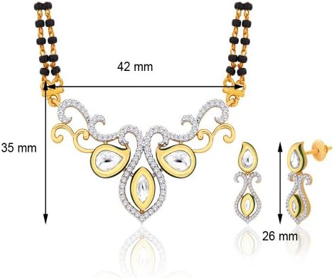Silvora 18 Karat Gold Plated Cz "Paridhi" Mangalsutra Earrings Set PM81GJ