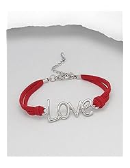 Red Message Artificial Suede Leather Bracelet In White Base