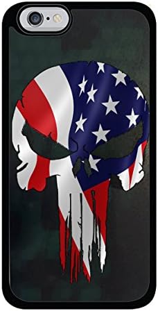 Military Skull American Flag iPhone 6/6s plus Digital Black Camo Pattern Protective Cell Phone Case
