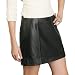 BGSD Women's Lambskin Leather Mini Skirt with Side Slits - Black Petite L