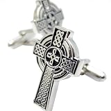 Sliver and Black Celtic Cross Cufflinks