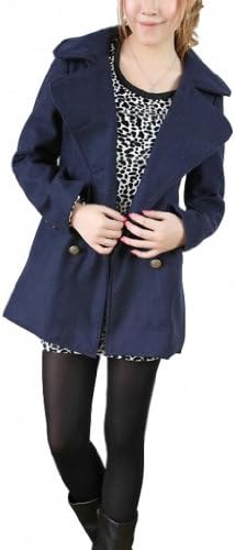 XQN Women's Lapel Fit Solid Slim Wool Blend Coat Jacket