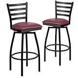 UPC 847254061780 product image for Flash Furniture Hercules Series Ladder Back Swivel Metal Vinyl Seat Barstool (2  | upcitemdb.com