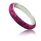 Six-Lined Hot Pink Rhinestone Clay Based Bangle Bracelet Fashion Jewelry