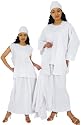 White 4 Piece Skirt Set With White Embroidery - Fits Up To A 3x