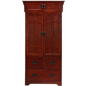 Craftsman Tall Bath Storage Cabinet, 4-DOOR, MACINTOSH OAK