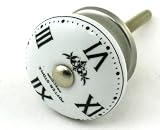 Watch Face Ceramic Cabinet Knobs-10pc, Cupboard Drawer Pulls & Handles ~ Lot of 10 ~ K37 Hand-Painted Vintage London Watch Face Knobs with Polished Nickel Hardware. Ceramic Knobs, Handles & Pulls for Dresser, Drawers, Cabinets & Vanity