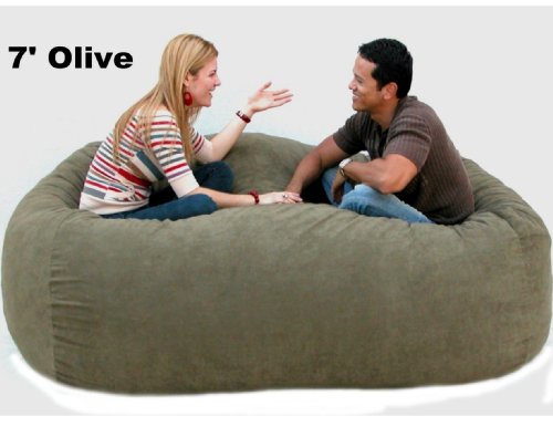 7-feet Xx-large Olive Cozy Sac Foof Bean Bag Chair Love Seat