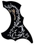 Produkt-Bild: Pickguard Schlagschutz Schwarz mit Blumenmotiv f&uuml;r Akustik Gitarre Konzertgitarre und Westerngitarre