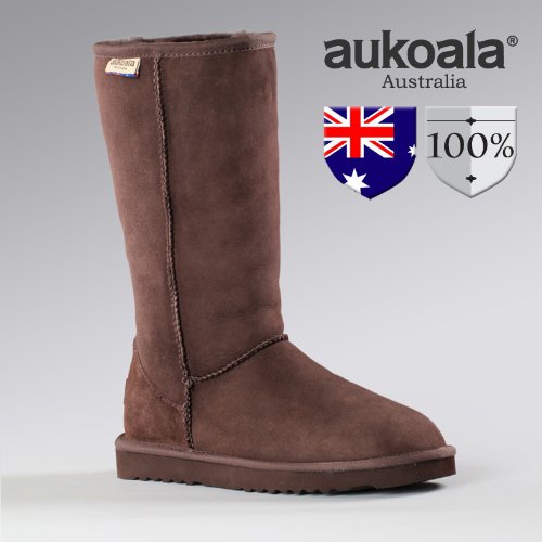 Aukoala Australia Sheepskin Warm Classic Tall Winter Boots For Womens_Size 7_Chocolate On Sale