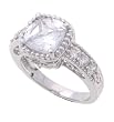 SilverBin Sterling Silver Engagement Style CZ Ring with Small CZ Accents