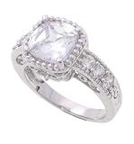 SilverBin Sterling Silver Engagement Style CZ Ring with Small CZ Accents