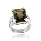 Sterling Silver 11.5ct Smoky Quartz Emerald-Cut Estate Ring