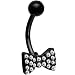 Crystalline Gem Black Bow Tie Belly Ring