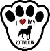 I Love My Rottweiler Dog Pawprint Window Decal w/Suction Cup