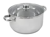 Crealys - 502387 - Marmite en Inox - 6 L + Couvercle Verre - Diamètre: 24 cm