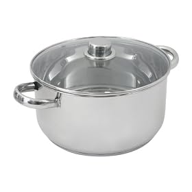 Crealys - 502388 - Marmite en Inox - 10 L - Couvercle Verre - Diam�tre: 28 cm