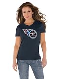 Tennessee Titans Navy Women's Primary Logo Tri Blend V Neck T-Shirt- by Alyssa Milano