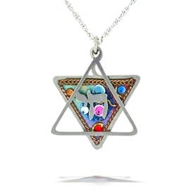 Chai and Star of David Dangle Necklace #0913