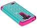 LG G3 Case, RANZ® Hot Pink/Teal Spot Diamond Studded Bling Crystal Rhinestone Dual Layer Hybrid Cover Silicone Rubber Skin Hard Case For LG G3