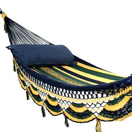 Deluxe Mayan Hammock Tropic Blue-Green-Yellow Stripe