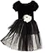 Us Angels Girls 2-6x Ballerina Inspired Tulle Dress, Black/Ivory, 4