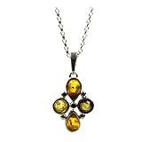 Sterling Silver Multi-color Amber Medium Pendant, 18