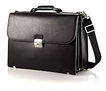 Hartmann Heritage Flap Leather Briefcase in Black
