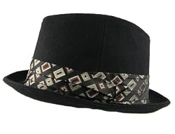 Broner Black Trilby Hat with elegant scarf tie design hat band