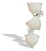 14K White Gold Genuine Heart Opal and Diamond 3-Stone Pendant