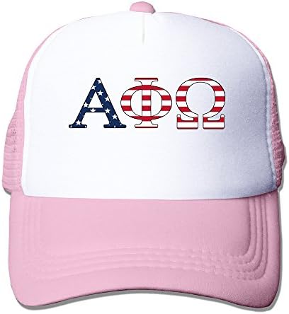 MAHN American Flag Alpha Phi Omega Mesh Back Caps Pink One Szie With Unisex