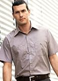 Big Mens Short Sleeve Microcheck Industrial Work Shirt (Big & Tall and Regular Sizes)