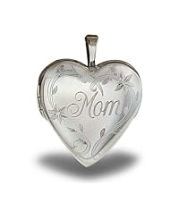 Sterling Silver "Mom" Heart Locket 3/4 Inch x 3/4 Inch