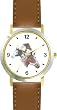Horse Collage - Three Paints - JP - Horse - WATCHBUDDY&reg; DELUXE TWO-TONE THEME WATCH - Arabic Numbers - Brown Leather Strap-Size-Large ( Men's Size or Jumbo Women's Size )