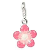 SilberDream Charm flower, enamel white and pink, 925 Sterling Silver Charms Pendant with Lobster Clasp for Charms Bracelet, Necklace or Charms Carrier FC3139
