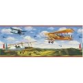 Biplanes Wallpaper & Border - Red