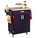 Black Kitchen Cart with Stainless Steel Top