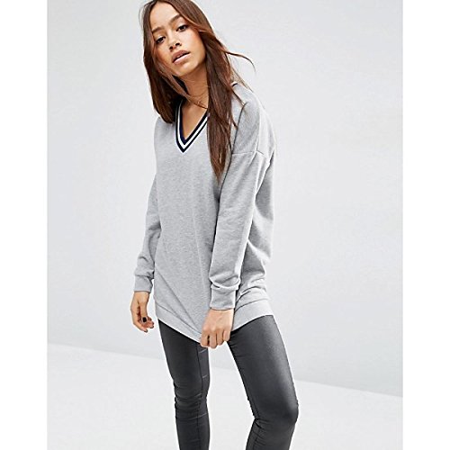 エイソス アウター パーカ＆スウェット ASOS Sweatshirt With Stripe Tipping In L Greymarl [並行輸入品]