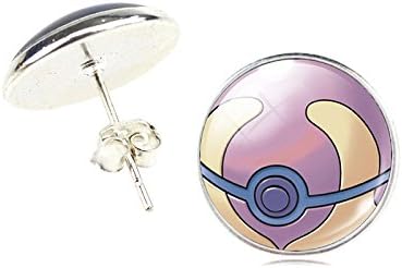 JewelryX - 1pair Pokemon Go Ball Pokeball Glass Cabochons Stud Earrings Fashion Women Men #4