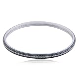 Sterling Silver Black and White Diamond Bangle Bracelet