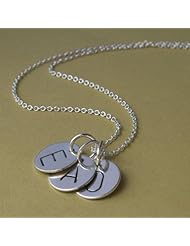 Trio Letter Charm Sterling Silver Necklace