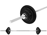 Guss Hantel-Set 47Kg (1 x Langhantelstange 168cm, 2x1,25, 2x2,5, 2x5 und 2x10Kg Hantelscheiben) Gewichte Hanteln Scheiben