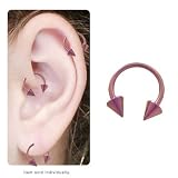 16 Gauge Purple Titanium Cartilage Tragus Horse Shoe Ring with Spike Beads