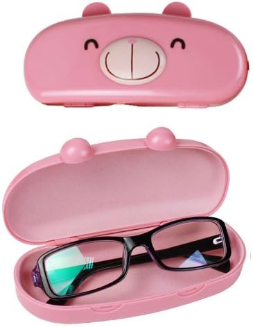JAVOedge Hard Shell Cute Cartoon Face Eyeglass Case and Bonus Free Soft Microfiber Lens Cleaning Cloth