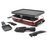 Swissmar KF-77046 Classic 8 Person Raclette with Reversible Cast Iron Grill/Griddle Plate, Red