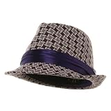 Diamond Check Fedora Hat-Purple W19S61C